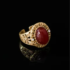 Vintage Style Flowers Ring For Women In Copper Alloy Featuring Natural Stone Inlay And Enamel Craftsmanship 3