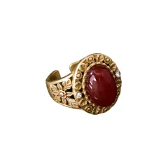 Vintage Style Flowers Ring For Women In Copper Alloy Featuring Natural Stone Inlay And Enamel Craftsmanship 5