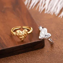 Vintage Style Geometric Open Rings For Unisex, Made Of 304 Stainless Steel With 18K Real Gold Plated Electroplating 3