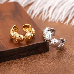 Vintage Style Geometric Open Rings For Unisex, Made Of 304 Stainless Steel With 18K Real Gold Plated Electroplating 4