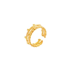 Vintage Style Geometric Open Rings For Unisex, Made Of 304 Stainless Steel With 18K Real Gold Plated Electroplating 5