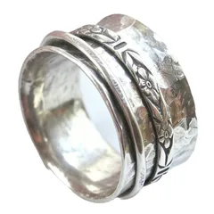 Vintage Style Geometric Wide Band Ring For Women In Silver Alloy With Zircon Inlay 4
