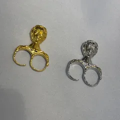 Vintage Style Gold Alloy Open Ring For Women Featuring Human Face Design
