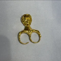 Vintage Style Gold Alloy Open Ring For Women Featuring Human Face Design 2