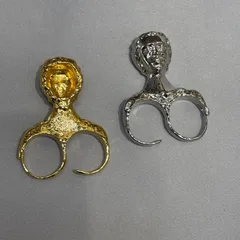 Vintage Style Gold Alloy Open Ring For Women Featuring Human Face Design 4
