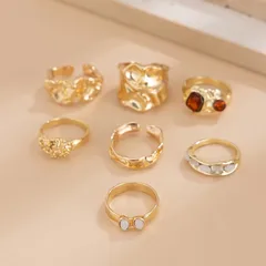 Vintage Style Irregular Silver Metal Ring For Women With Electroplated Finish 3
