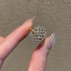 Vintage Style Lace Open Rings For Women In Copper With Electroplated Gold Plating And Zircon Inlay