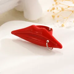 Vintage Lip Shape Ring Single Holiday Women's Red Lipstick Ring Suitable For Dates And Daily Casual Wear 2