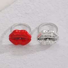 Vintage Lip Shape Ring Single Holiday Women's Red Lipstick Ring Suitable For Dates And Daily Casual Wear 3