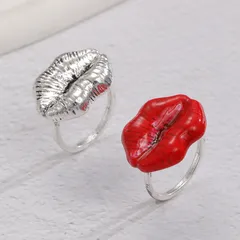 Vintage Lip Shape Ring Single Holiday Women's Red Lipstick Ring Suitable For Dates And Daily Casual Wear 4