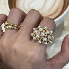 Vintage Style Open Ring For Women Featuring Star Pattern With Electroplated Finish And Rhinestones On Imitation Pearl