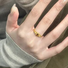Vintage Style Open Ring For Women In Gold Electroplated Copper 3
