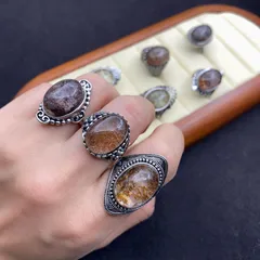 Vintage Style Oval Open Ring For Unisex Featuring Natural Stone Inlay With Electroplated Finish 4