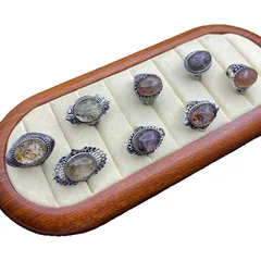 Vintage Style Oval Open Ring For Unisex Featuring Natural Stone Inlay With Electroplated Finish 5
