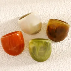 Vintage Style Oval Resin Ring For Unisex In Green 3