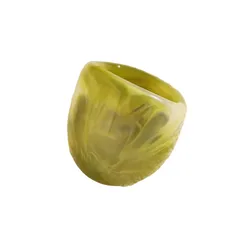 Vintage Style Oval Resin Ring For Unisex In Green 5