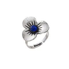 Vintage Style Red Flowers Ring For Women In Alloy With Rhinestones Featuring Electroplated Craftsmanship 5
