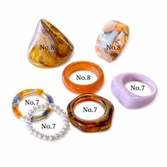 Vintage Style Resin Rings For Unisex Featuring Caramel Color, Set Of 7 Pieces 4