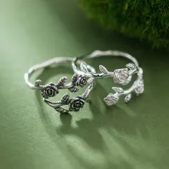 Vintage Style Rose Ring For Unisex Featuring Electroplated Silver Copper Material