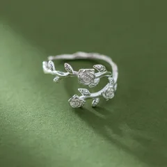 Vintage Style Rose Ring For Unisex Featuring Electroplated Silver Copper Material 3