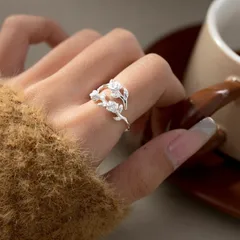 Vintage Style Rose Ring For Unisex Featuring Electroplated Silver Copper Material 4