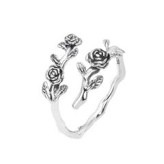 Vintage Style Rose Ring For Unisex Featuring Electroplated Silver Copper Material 5