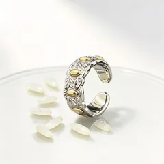 Vintage Style Round Alloy Ring For Unisex Featuring Electroplated Finish And Handmade Craftsmanship