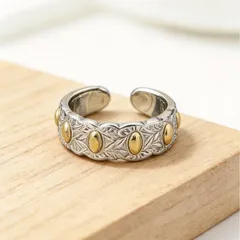 Vintage Style Round Alloy Ring For Unisex Featuring Electroplated Finish And Handmade Craftsmanship 2