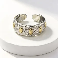Vintage Style Round Alloy Ring For Unisex Featuring Electroplated Finish And Handmade Craftsmanship 3