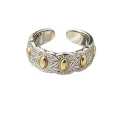 Vintage Style Round Alloy Ring For Unisex Featuring Electroplated Finish And Handmade Craftsmanship 5