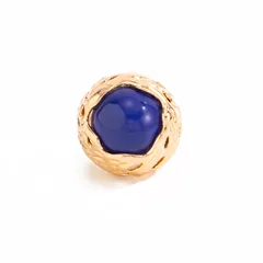 Vintage Style Round Ring For Women In Gold Featuring Electroplated Zinc Alloy With Resin Inlay 5