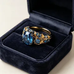 Vintage Style Round Silver Alloy Ring For Women Featuring September Birthstone Sapphire 3