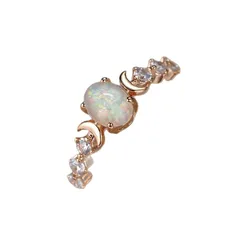 Vintage Style Silver Alloy Moon Ring For Women With Electroplated Finish 3
