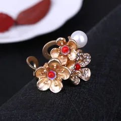 Vintage Silver Pearl Ring Popular Small Elegant Floral Design Finger Ring Jewelry Accessory For Women Ethnic Style