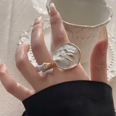 Vintage Style Solid Color White Open Rings For Women In Alloy With Enamel Craftsmanship