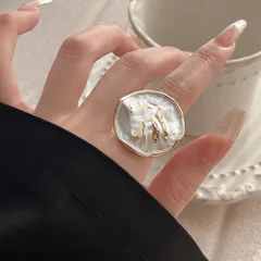 Vintage Style Solid Color White Open Rings For Women In Alloy With Enamel Craftsmanship 3