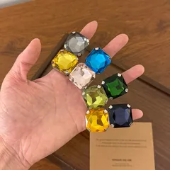 Vintage Style Square Ring For Women In Champagne Alloy With Zircon Inlay