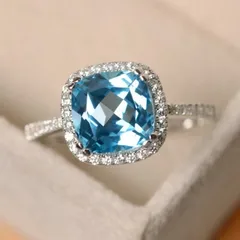 Vintage Style Square Ring For Women In Royal Blue Alloy With Natural Stone Inlay Featuring Electroplated Finish