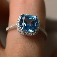 Vintage Style Square Ring For Women In Royal Blue Alloy With Natural Stone Inlay Featuring Electroplated Finish 4