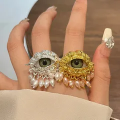 Vintage Style Classic Style Devil's Eye Imitation Pearl Alloy Plating Women's Open Rings