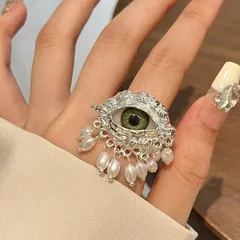 Vintage Style Classic Style Devil's Eye Imitation Pearl Alloy Plating Women's Open Rings 5