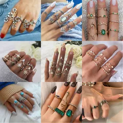 Gold Plated Easter Animal Open Rings For Women With Artificial Gemstones, 1 Set