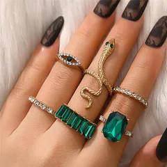 Gold Plated Easter Animal Open Rings For Women With Artificial Gemstones, 1 Set 3