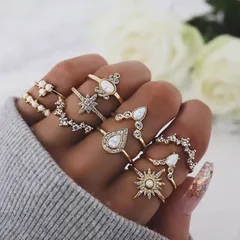 Gold Plated Easter Animal Open Rings For Women With Artificial Gemstones, 1 Set 4
