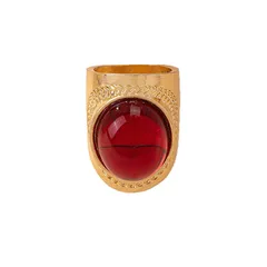 Vintage-style Unisex Geometric Ring Featuring The Ruby, The Birthstone For July, Made Of Gold Electroplated Zinc Alloy 5