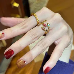 Vintage Style Women’s Alloy Rings For Leaves Featuring Braid Craftsmanship With Zircon Inlay 4
