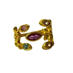 Vintage Style Women’s Alloy Rings For Leaves Featuring Braid Craftsmanship With Zircon Inlay 5
