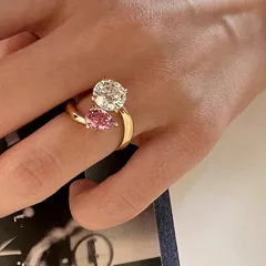 Water Droplets Open Rings For Women In Multicolor Featuring Electroplated Copper With Zircon Inlay