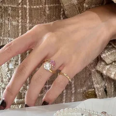 Water Droplets Open Rings For Women In Multicolor Featuring Electroplated Copper With Zircon Inlay 2