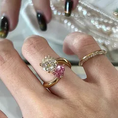 Water Droplets Open Rings For Women In Multicolor Featuring Electroplated Copper With Zircon Inlay 3